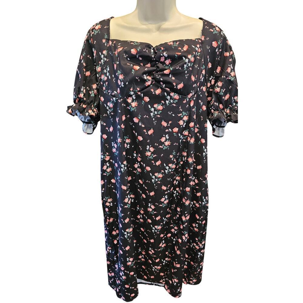 NWT shein vacation curve 2X cottagecore coquette lightweight shift dress floral
